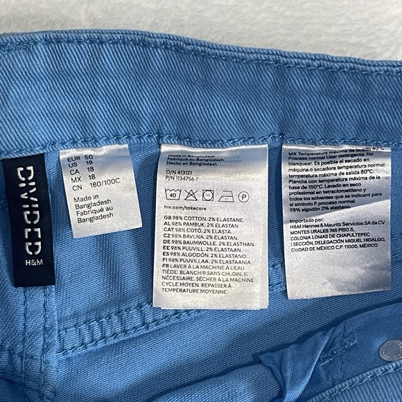 NWT H&M Divided Wide Leg High Waist Blue Pants Jeans Denim Women's Size 18 - Picture 5 of 10